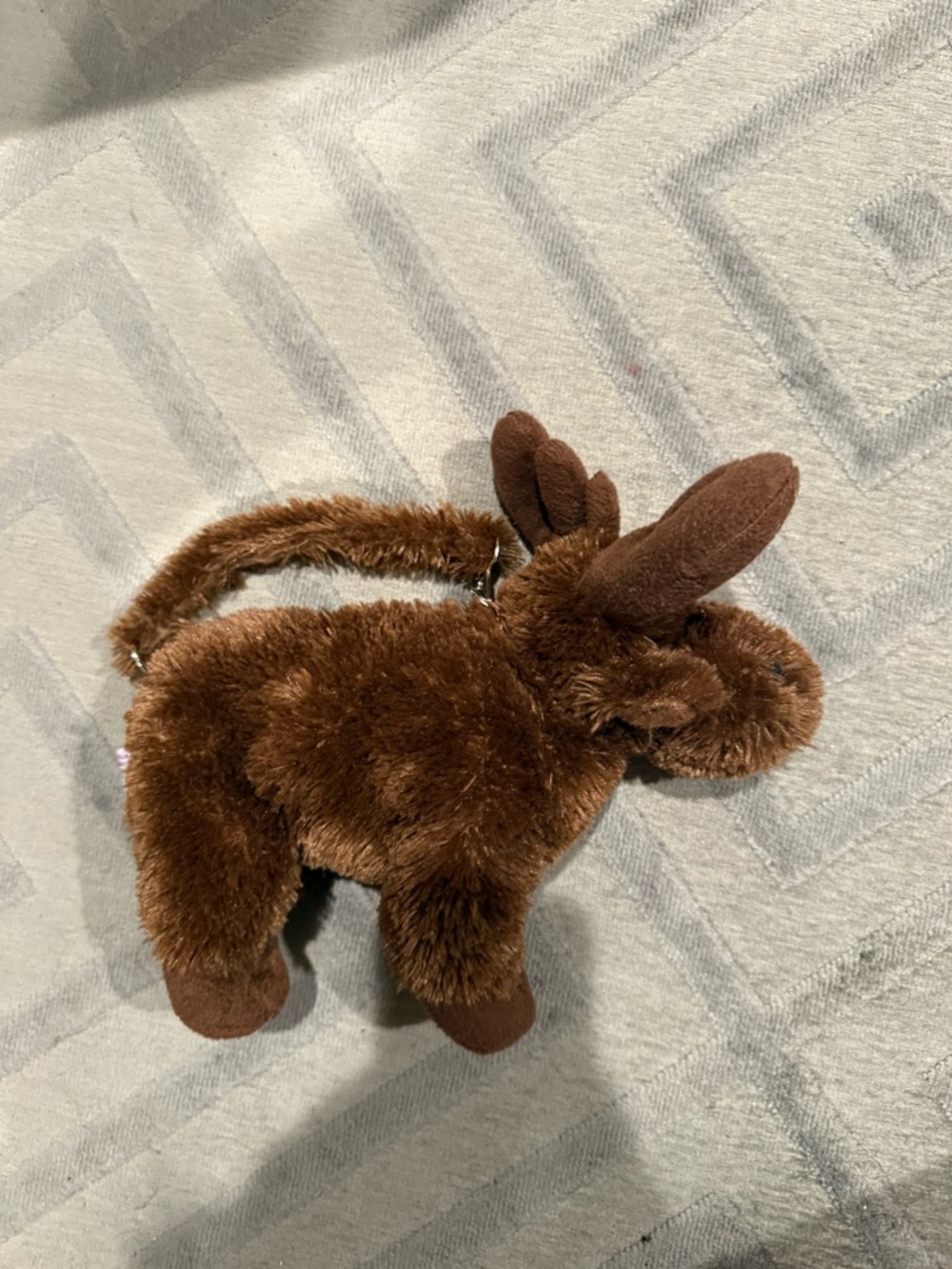 Vintage Plush Brown Moose Kids Bag - Soft Moose Crossbody